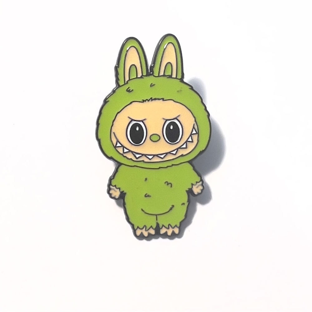 Labubu-Inspired Green Kawaii Monster Enamel Pin